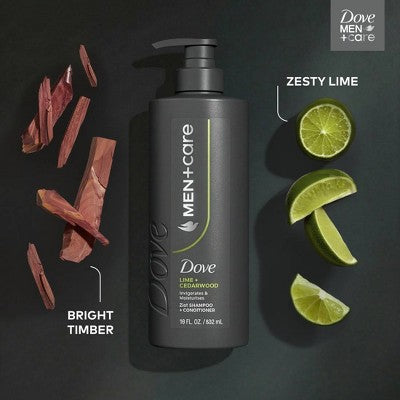 Dove Men+Care 2-in-1 Lime + Cedarwood Shampoo and Conditioner - 18 fl oz