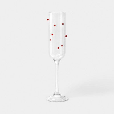 7.3 fl oz Champagne Glass Clear with Red Dots - Threshold