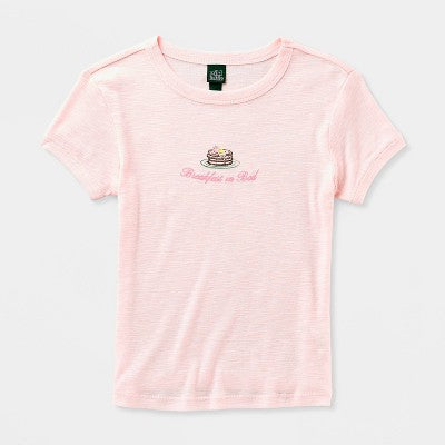 Women's Short Sleeve Roundneck T-Shirt - Wild Fable Pink Food S
