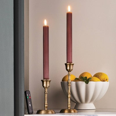 6pk Ribbed Flameless LED Taper Candles Red - Hearth & Hand with Magnolia