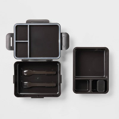 Adult Bento Boxes - All In Motion Black: Recycled Polypropylene Latch Closure