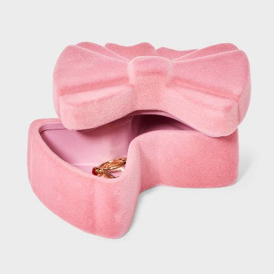 Bow Flocked Trinket Box - Wild Fable Pink