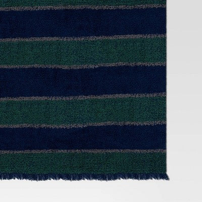 Cozy Woven Stripe Throw Blanket Navy/Green/Ivory - Room Essentials