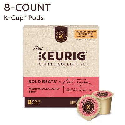 Keurig Coffee Collective Bold Beats Medium Dark Roast K-Cup Coffee Pods - 8ct: Arabica Beans, Caramel Flavor