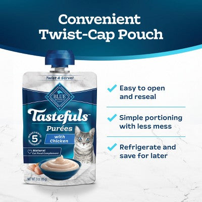 Blue Buffalo Tastefuls Adult Cat Treat Chicken Puree Spouted Pouch - 3oz