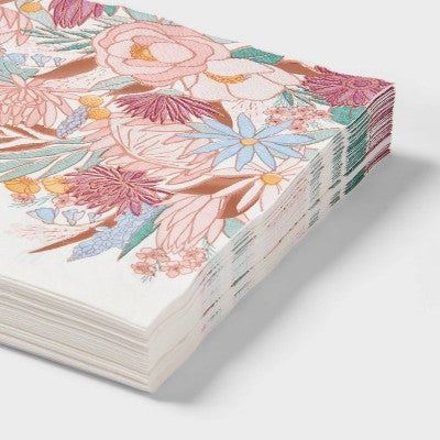 Rose Gold Floral Lunch Napkin 30ct - Spritz