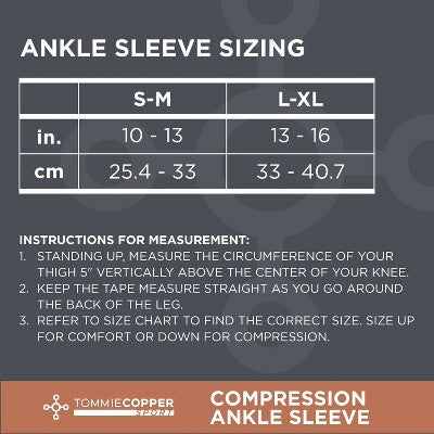 Tommie Copper Sport Compression Ankle Support Sleeve - L/XL: Joint Support, Polyester