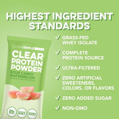 Clean Simple Eats Clear Protein Powder Sour Candy Watermelon - 1.00oz/1 Stick