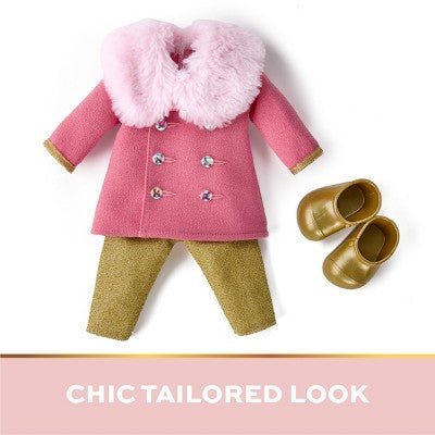 FAO Schwarz Toy Doll Fashion Coat and Pant: Baby Doll Clothing Set for 14-Inch Dolls, Polyester, 3-Piece Outfit