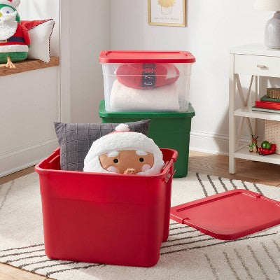 20gal Latching Storage Tote - Rocket Red - Brightroom: Stackable Plastic Utility Tub with Lidded Latches, 20gal Capacity (LOCAL PICKUP ONLY)