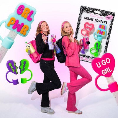 CharCharms 4pk Straw Toppers Pink