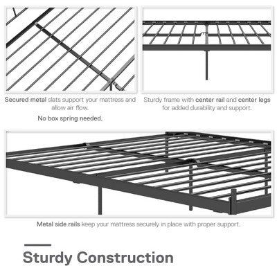 RealRooms Ares Adjustable Height Metal Bed, King, Black (LOCAL PICKUP ONLY)