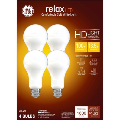 GE 4pk 100W Relax A19 LED Light Bulbs Soft White