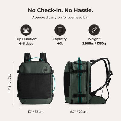 Bagsmart Blast Pro 40L Travel Backpack - Green