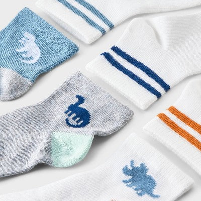 Toddler 6pk Dino Striped Socks - Cat & Jack 2T-3T