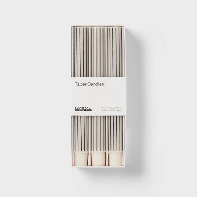 6pk Taper Candle Set Black and White Stripe - Room Essentials