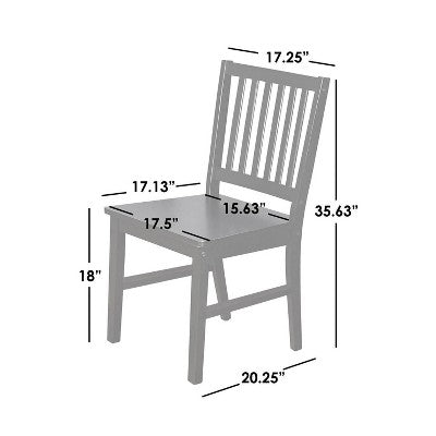 Buylateral Set of 4 Solid Wood Slat Back Dining Chairs White: Rubberwood, Mid-Century Modern, Armless (LOCAL PICKUP ONLY)