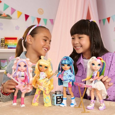 Rainbow High Jr High Rock Band - Skyler, Blue 9" Fashion Doll with Microphone, Stand and Stickers