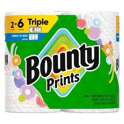 Bounty Select-A-Size Print Paper Towels - 2 Triple Rolls