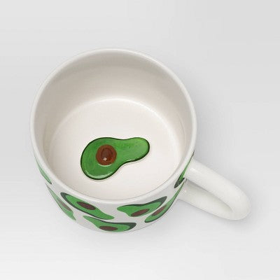 16oz Stoneware Avocado Mug White - Room Essentials: Coffee Mugs, Microwave & Dishwasher Safe, Hot/Cold Drinkware