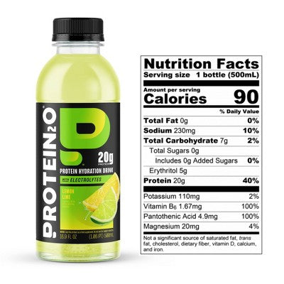 Protein2O 20g Clear Whey Protein Isolate Drink With Electrolyte Lemon Lime Non-Caffeinated - 67.6 fl oz/4pk