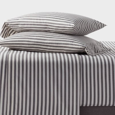 Twin/Twin XL Microfiber Sheet Set Gray Stripe - Room Essentials