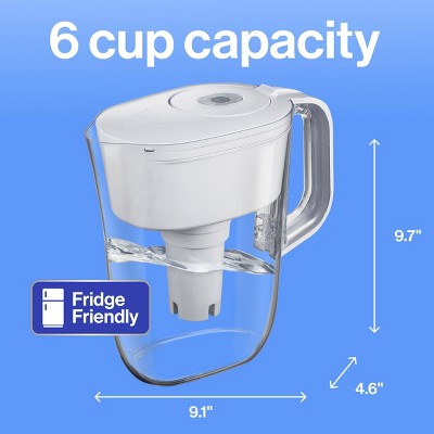 Brita Water Filter 6-Cup Denali Water Pitcher Dispenser with Standard Water Filter Cherry Blossom Pink