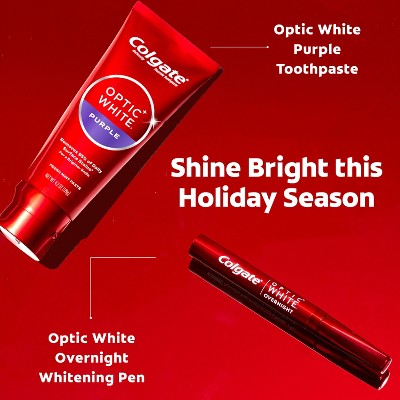 Colgate Optic White Overnight Teeth Whitening Pen and Purple Toothpaste Holiday Gift Set