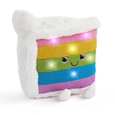 FAO Schwarz 11" Glow Brights Plush LED with Sound Rainbow Cake: Non-Animal Stuffed Toy, Polyester Material