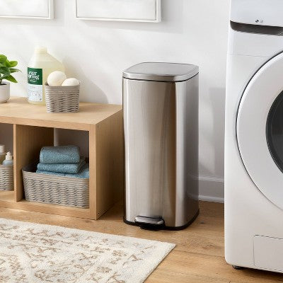 30L Soft Square Step Trash Can Silver - Brightroom (LOCAL PICKUP ONLY)