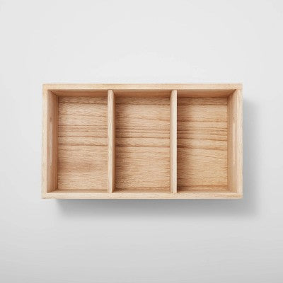 3 Compartment Light Wood Crate Natural - Brightroom