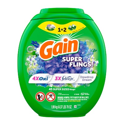 Gain Flings Dewdrop Dream HE Compatible Relax Laundry Detergent Soap Pacs - 45ct