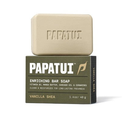 Papatui Men's Exfoliating and Hydrating Sulfate-Free Mango Butter, Avocado Oil and Ceramides Mini Bar Soap - Vanilla Shea - 1.4oz