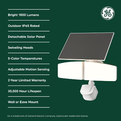 GE Household Lighting Outdoor Security 2 Head Solar Motion Sensing Light Fixture 5CCT