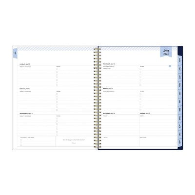 Day Designer 2024-25 Weekly/Monthly Planner 11"x8.5" Wirebound Blue Bouquet: Adult Stationery, July-June Calendar, Tabs