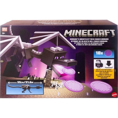 Minecraft Dragon's Breath Attack Ender Dragon Action Figure with 10 Discs, 20" Wingspan