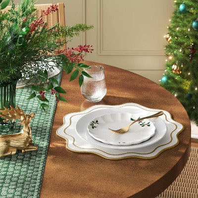 2pk Christmas Chargers Natural Scallop Gold Rim - Threshold