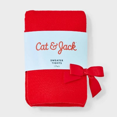 Toddler Girls' Christmas Bow Fashion Tights - Cat & Jack Red 4T-5T