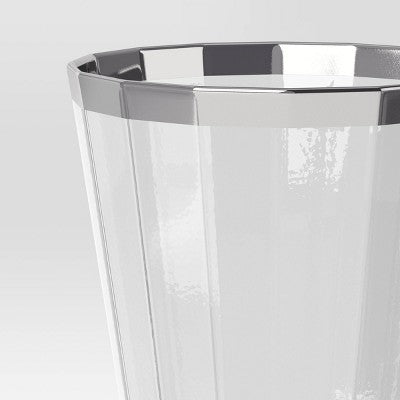 9.1 fl oz Faceted Stemmed Wine Glass Silver Rimmed Clear - Threshold