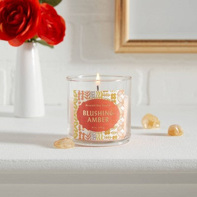 Clear Glass Blushing Amber Lidded Jar Candle Pale Pink 4.1oz - Opalhouse