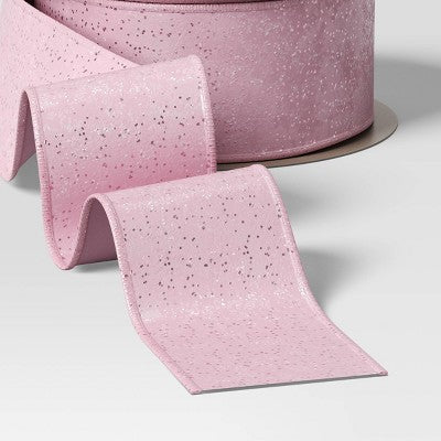 18' Christmas Premium Ribbon Pink with Glitter - Wondershop