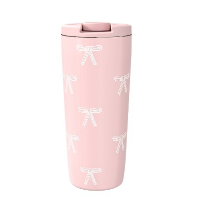 Zak Designs 20 fl oz Stainless Steel Vacuum Serenity Tumbler with Slide Lid Rose Quartz Bowtique
