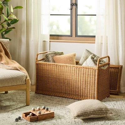 40"x18" Oversized Rectangle Rattan Woven Blanket Chest - Hearth & Hand with Magnolia (LOCAL PICKUP ONLY)