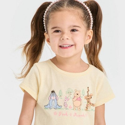 Toddler Girls' Pooh and Friends Short Sleeve T-Shirt - Yellow 3T