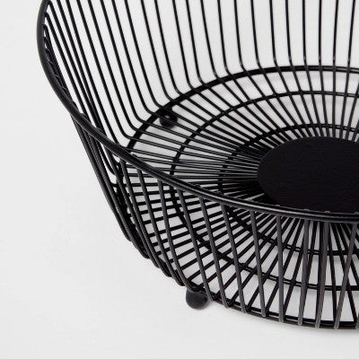 Iron Wire Fruit Basket with Banana Hanger Black - Threshold: Traditional Round Banana Stand & Fruit Bowl Holder