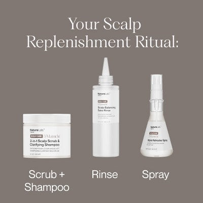 NATURELAB. TOKYO Mainichi Scalp Scrub + Clarifying Shampoo - Buildup Removal + Oil Control, Scalp Detox, Sugar-to-Foam, 8.1 oz