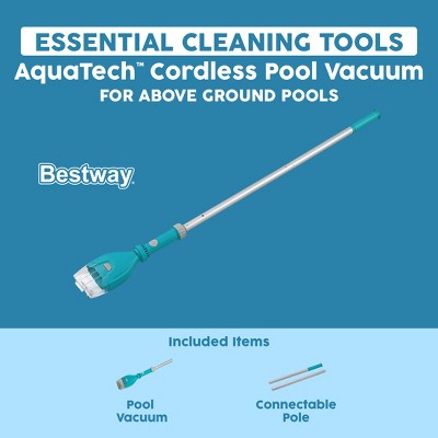 Bestway Cordless Pool Vacuum for Up to 10 Ft Pools, AquaTech Cordless Vacuum Cleaner - Adjustable Pole, Debris Compartment, and AA Battery Operated (LOCAL PICKUP ONLY)