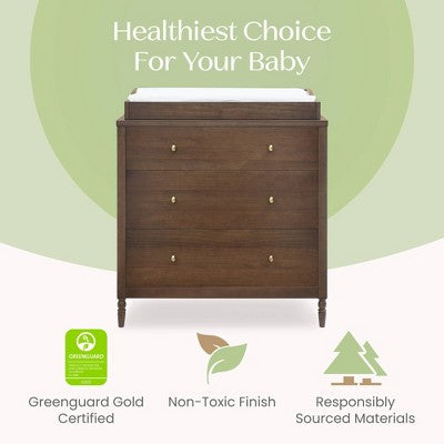 Delta Children Serena 3 Drawer Dresser with Changing Top - Teak Brown (LOCAL PICKUP ONLY)