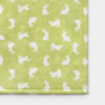 Easter Plush Bunny Printed Throw Blanket Green/Ivory - Room Essentials