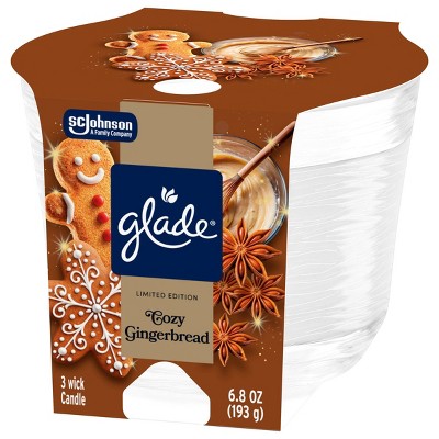 Glade 3 Wick Fall Jar Candles Cozy Gingerbread - 6.8oz